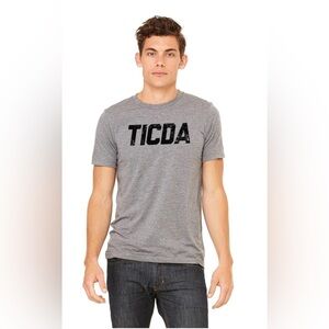 TICDA “sporty” Triblend Grey Black Logo Short Sleeve T-Shirt Size L